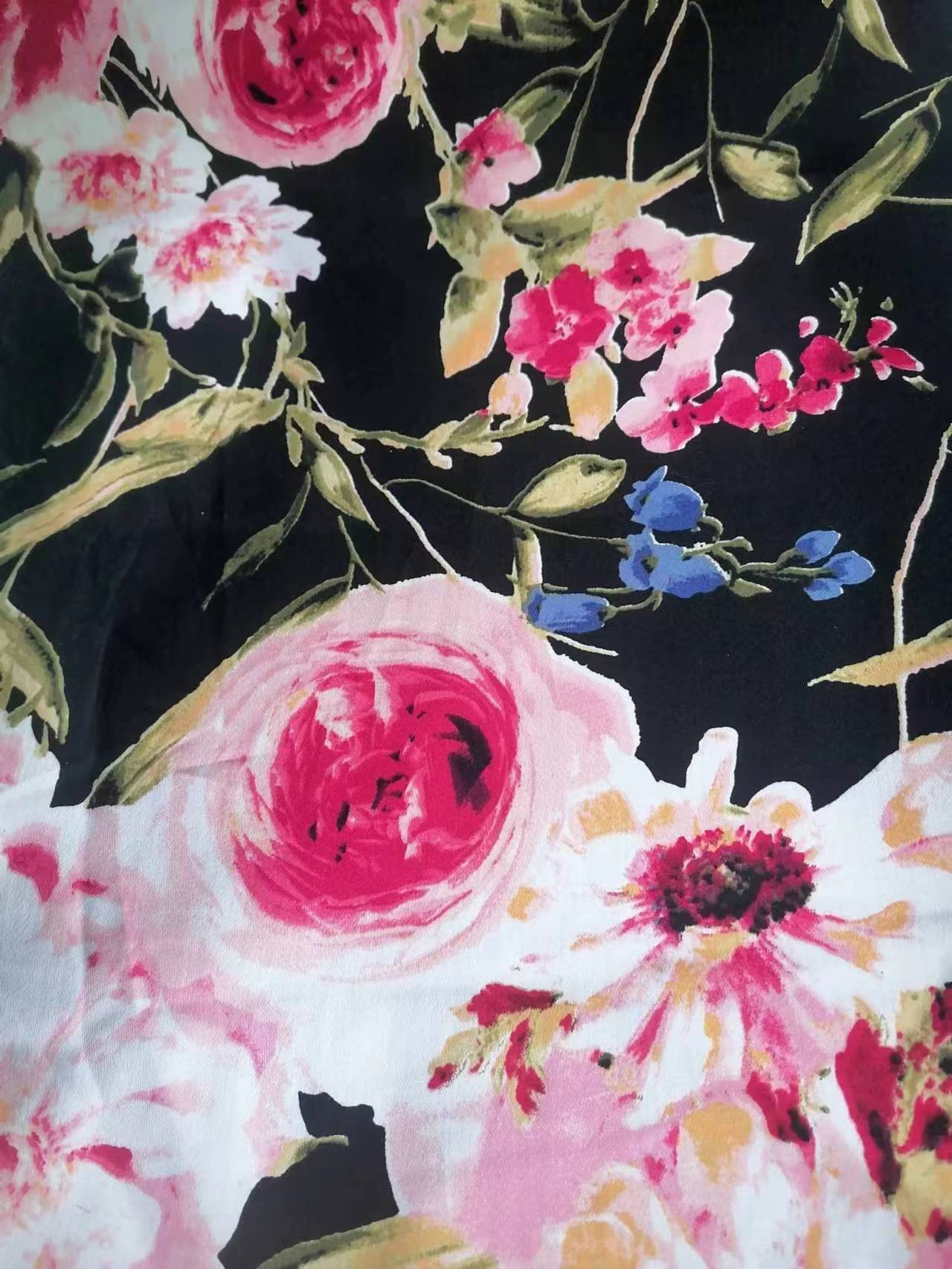 cotton rayon sateen spandex printed fabric 3