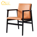 Scandinavian Leather Wooden Armchair for Hotel Restaurant Dining1