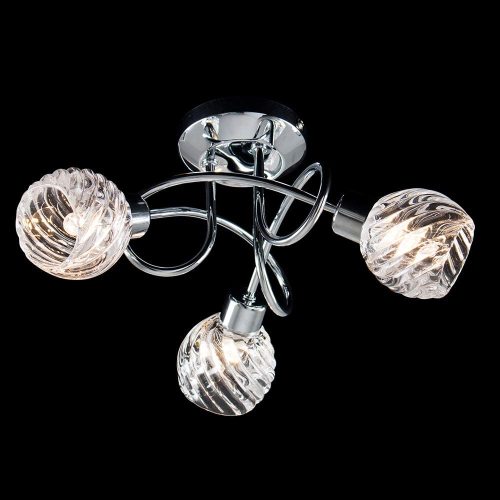 Twisted Glass Ceiling Light: Customizable 3-Head Design