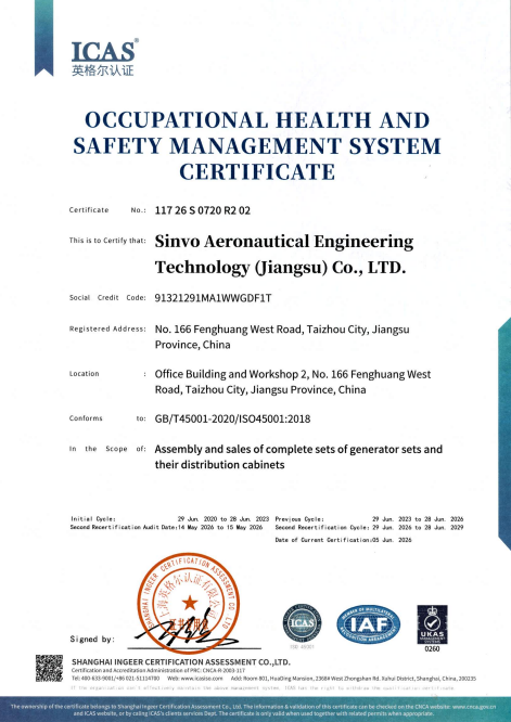 OCCUPATIONAL HEALTH ANDSAFETY MANAGEMENT SYSTEMCERTIFICATE