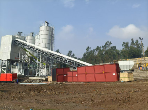 FYG HZS180 modular mixing plants support the construction of the local road building and concrete market in Ethiopia
