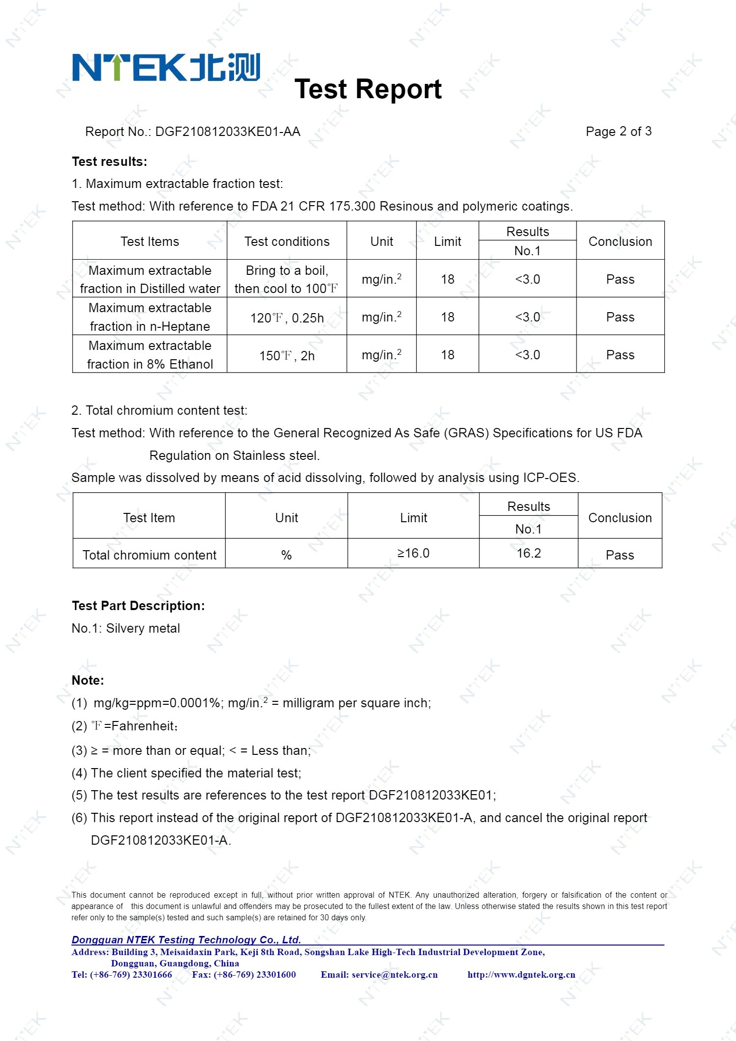 Oil basin FDA-2