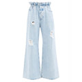 Vintage Ladies Fashion Baggy Rapped Distred Flare Denim Jeans Pants Women1