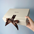 High Quality Magnetic Beige Gift Box with Ribbon Closure1