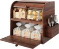 Luxury Custom Bamboo Bread Box with 2 Shelves - Square Storage Container for Kitchen1