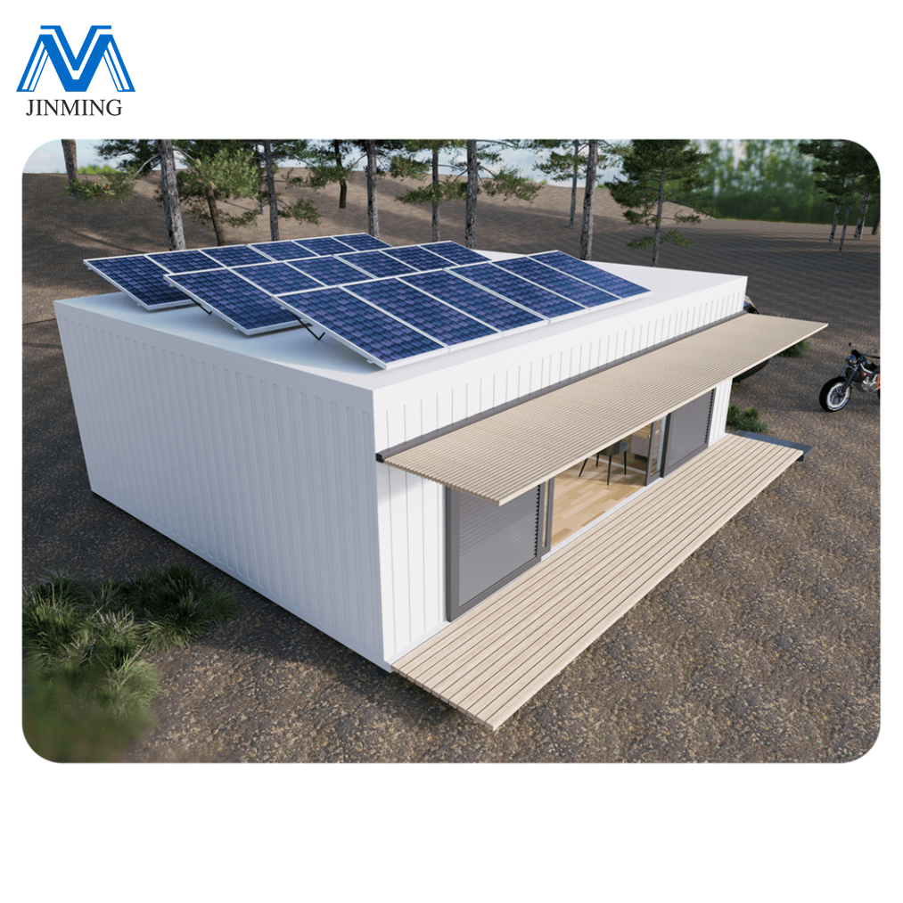 Container house with solar panels