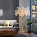Modern LED Floor Lamp with Ostrich Feathers and Copper Finish for Living Room and Bedroom1