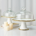 Gold Rim Ceramic Buffet Plates with Glass Lid - RCP010A Wholesale1
