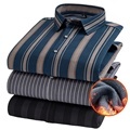 Wholesale Custom High-Quality Plush Thickened Fleece Men's Casual Stripe Shirt1