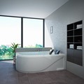 Modern White Large Acrylic Hot Tub - Two-Person Capacity with Jets and Faucet1