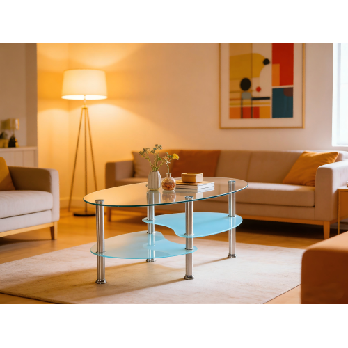 Mesa de centro moderna de acero inoxidable: donde el vidrio y el metal se encuentran en perfecta armonía