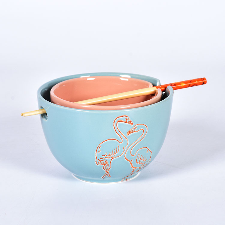 Amazon Flamingo Design Creativity Shape Ceramic instant noodle bowl