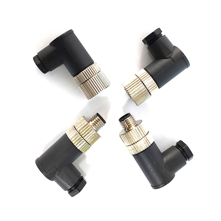 Industrial M8 3 4pin right angle connector malefemale