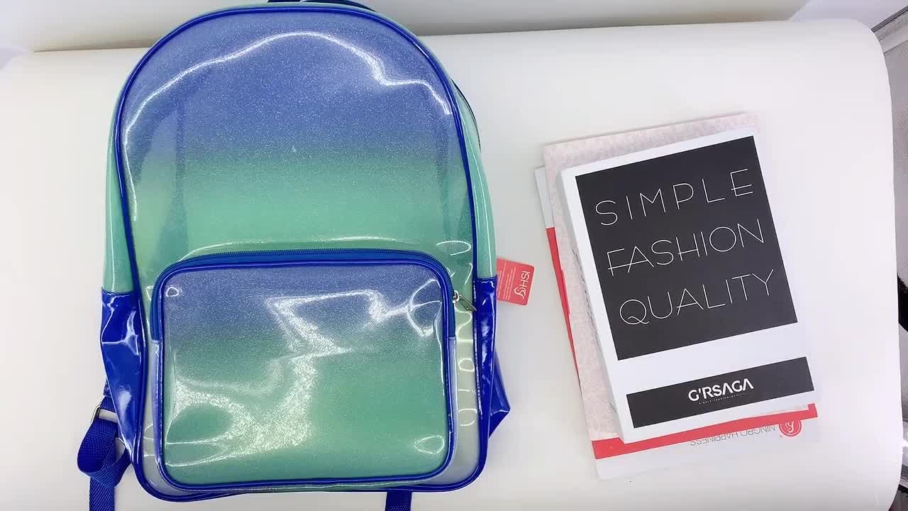 PVC new trendy fancy justice scholl bag gradient travel school bags for teenagers1