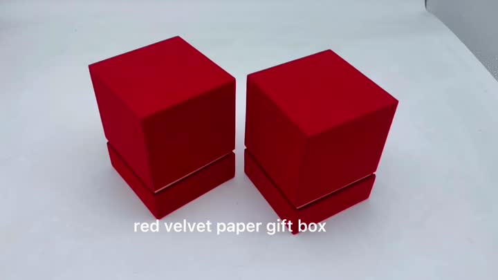 Square red velvet box for glasses