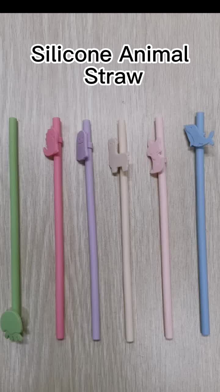 Silicone Animal Straw