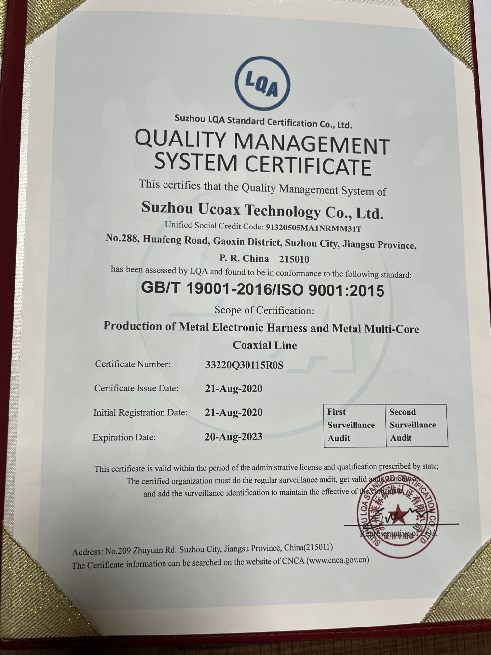 Certificates UCOAX Certificates UCOAX