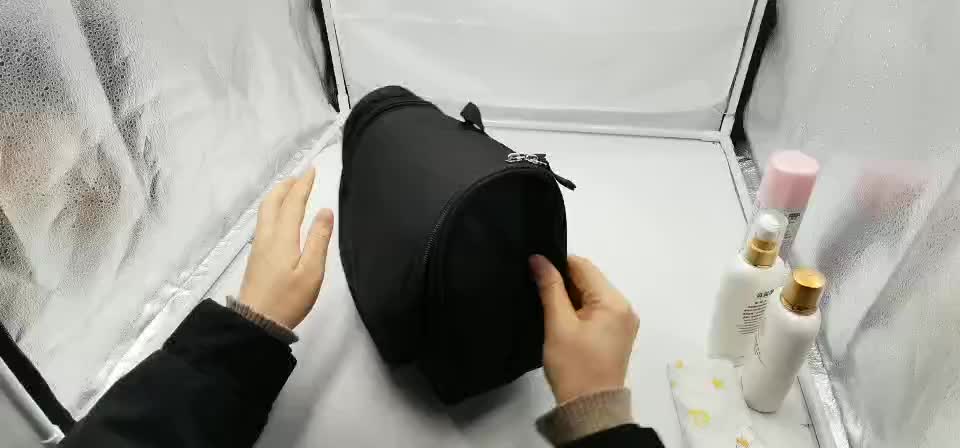 Black fabric hanging makeup travel toiletry bag cosmetic storage bag1