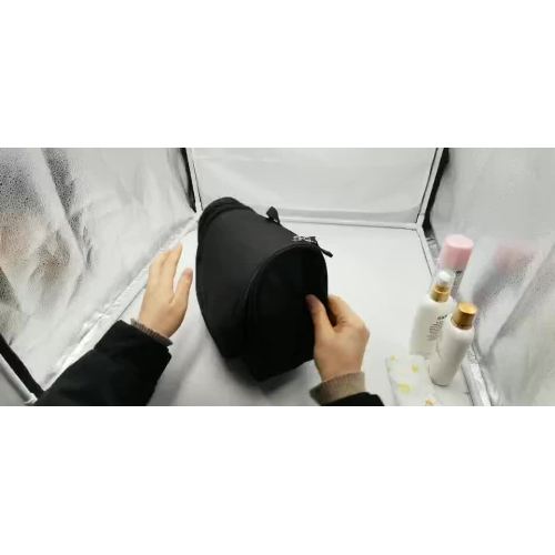 Black fabric hanging makeup travel toiletry bag cosmetic storage bag1