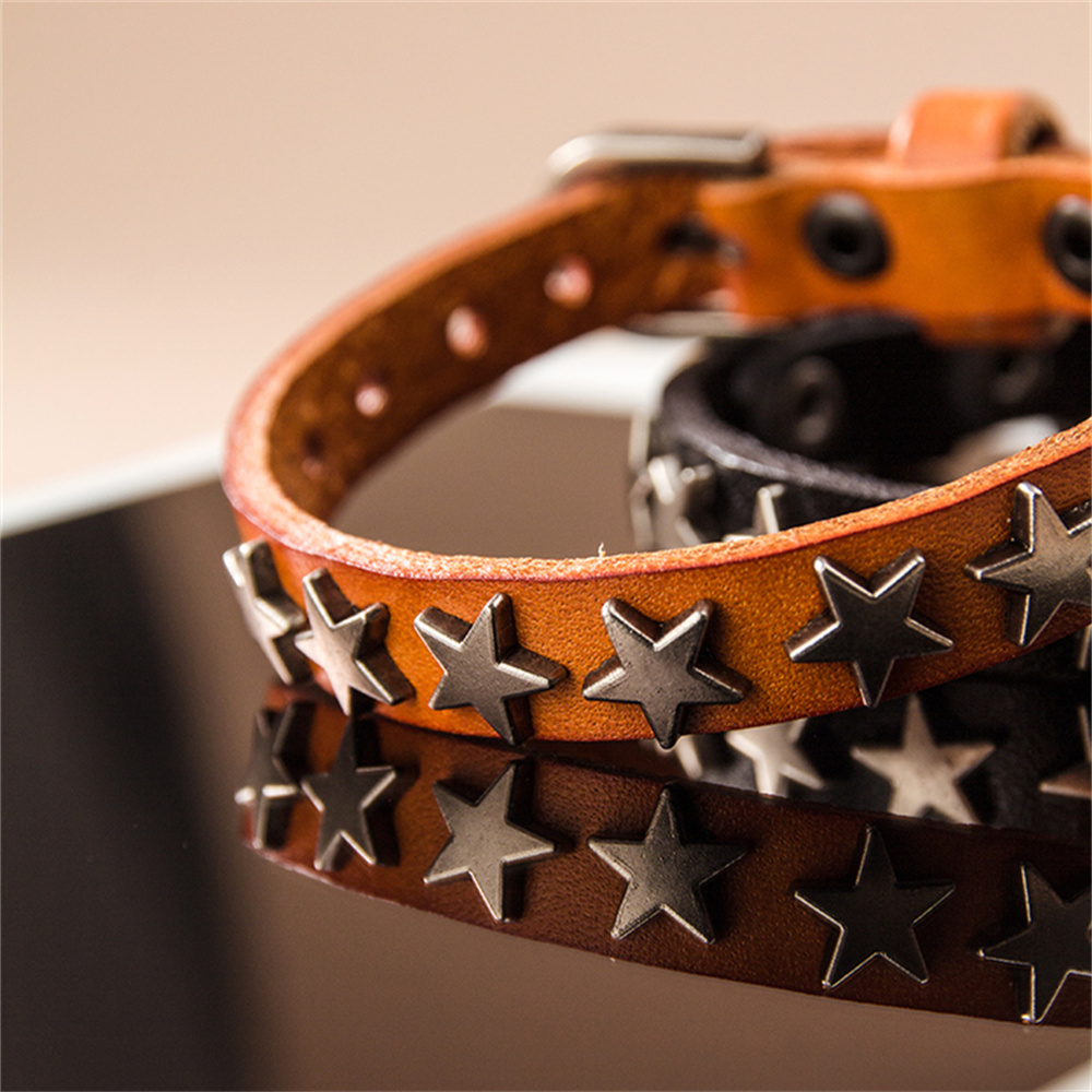 Punk Style Genuine Leather Wristband Essential Sta