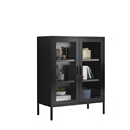 Modern Metal Side Cabinet: 2-Glass Door Storage Solutions for Kitchen, Dining & Living Rooms1
