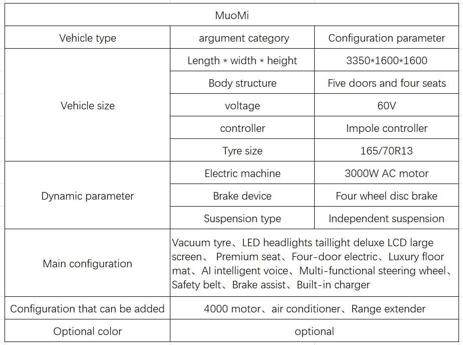 Multifunction Four Wheel Electric Vehicle