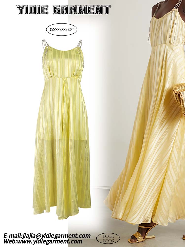 Yellow Satin Maxi Dress
