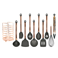 Hot Selling 11Pcs Silicone Kitchen Utensil Set with Golden Handles1