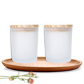 Factory Supply 4oz 6oz 8oz 10oz 12oz 14oz Glass Candle Jars Frosted Candle Jars with Wooden Lids1