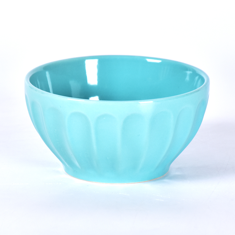 Amazon Factory Direct Color Emboss Stripe Bol à soupe en céramique en porcelaine moderne