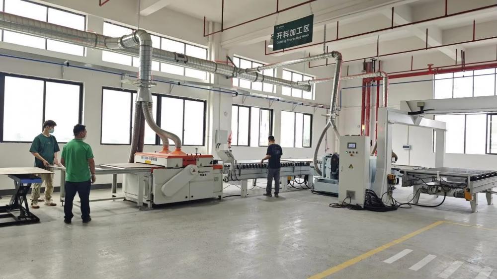 Production process for slatted acosutic panel 2