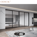 Odick Design senza cornice in alluminio a doppio vetro moderno stile originale in vetro bianco grafico porte scorrevoli in acciaio inossidabile1