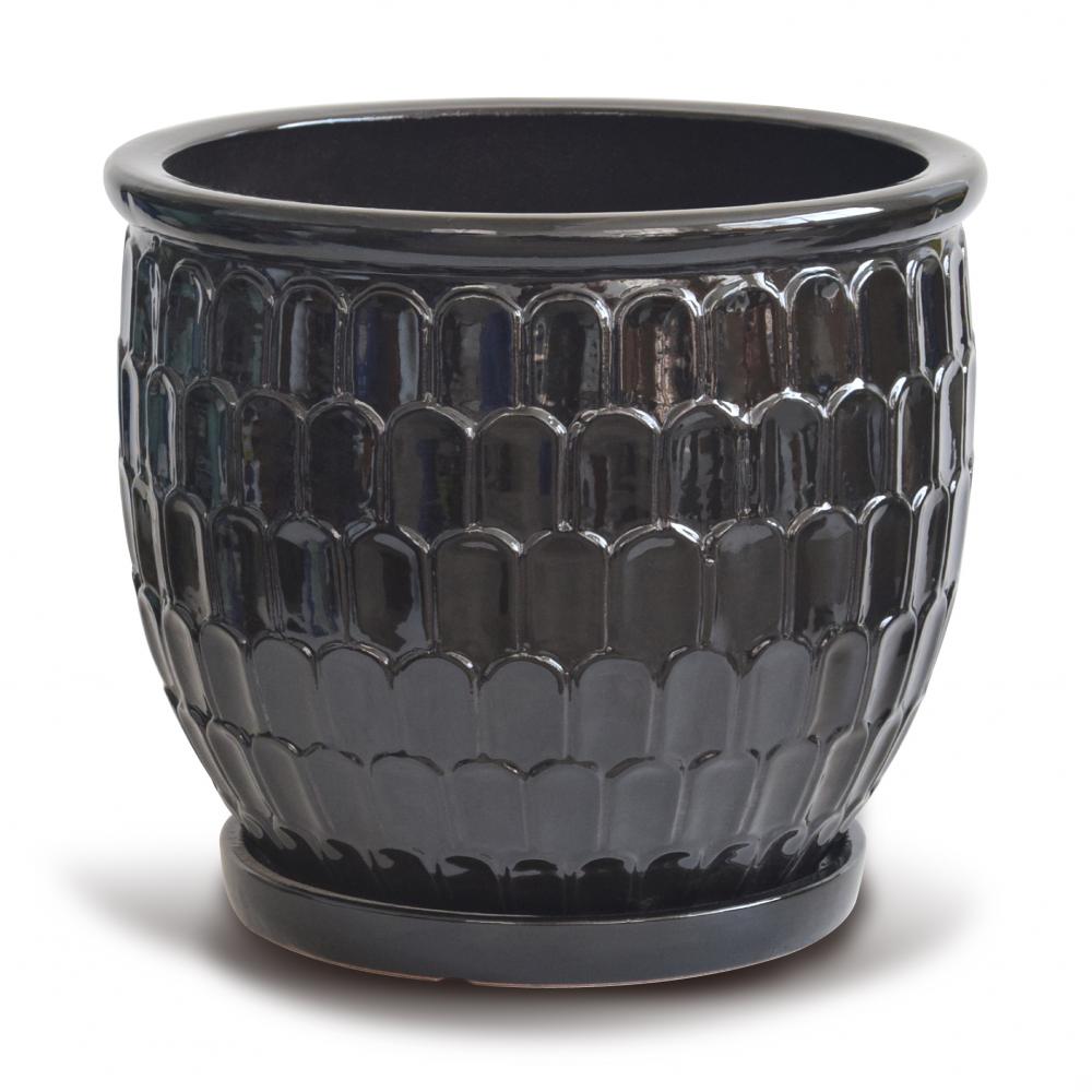 Dragon Scale Flower Pot Black 1