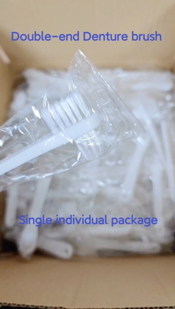 Small Short Handle double-end hard nylon bristle Dental denture brush1