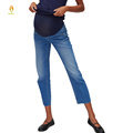 Blue Maternity Raw Hem Straight Leg Jeans for Big Sizes1