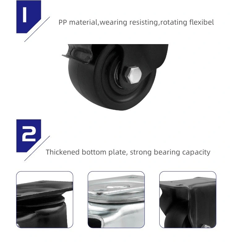 Caster industrial pesado 3 polegadas Roda de nylon de 75 mm com rolamento duplo Versão fixa/giratória