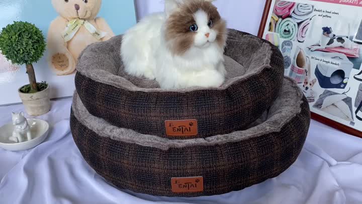 black & orange check donut bed