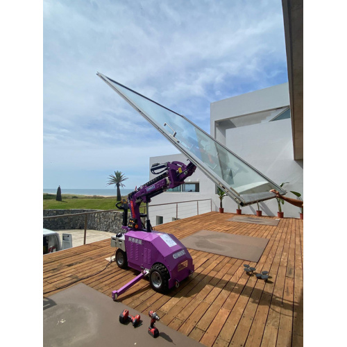 Mobiele vacuümglasheffer op batterijen: beglazingsmanipulator van 500 kg voor montage van bouwglas