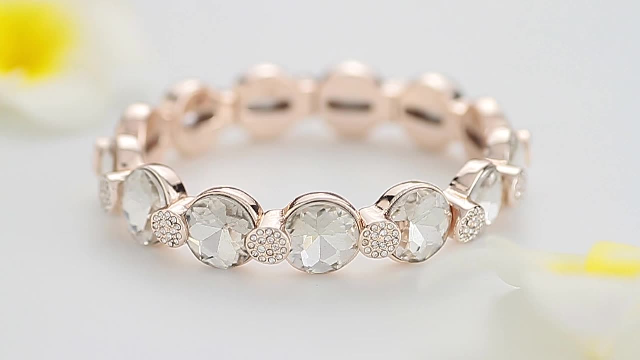 Vente chaude plaquée en or rose plaqué à la main Bracelet en diamant en cristal 1