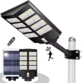 US Stock Waterproof IP65 Solar Sensor Street Wall Light with 300W LED Security Lamp and Pole1