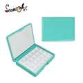 new design light blue small plastic portable subpackage painting box half pans for Watercolor Acrylic Gouache Paint1