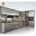 High Gloss L Shape Gray Modular Stainless Steel Metal Kitchen Cabinets with Aluminum - Price Inquiry1