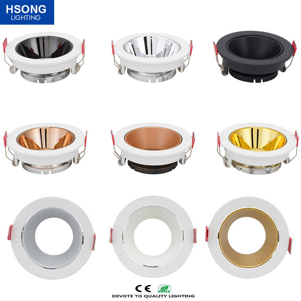 Hsong Lighting - Medium and low style round fixed recessed ceiling frame apply to Gu5.3 Gu10 Mr16 Led ceiling Spotlight led cob recessed spotlight1