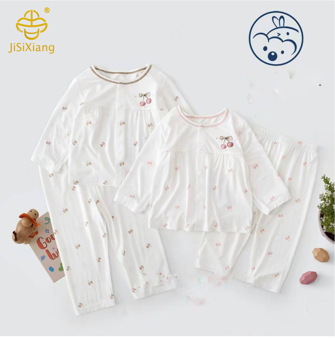 유아 및 어린이를 위한 만화 체리 인쇄 부모 자녀 가정 의류