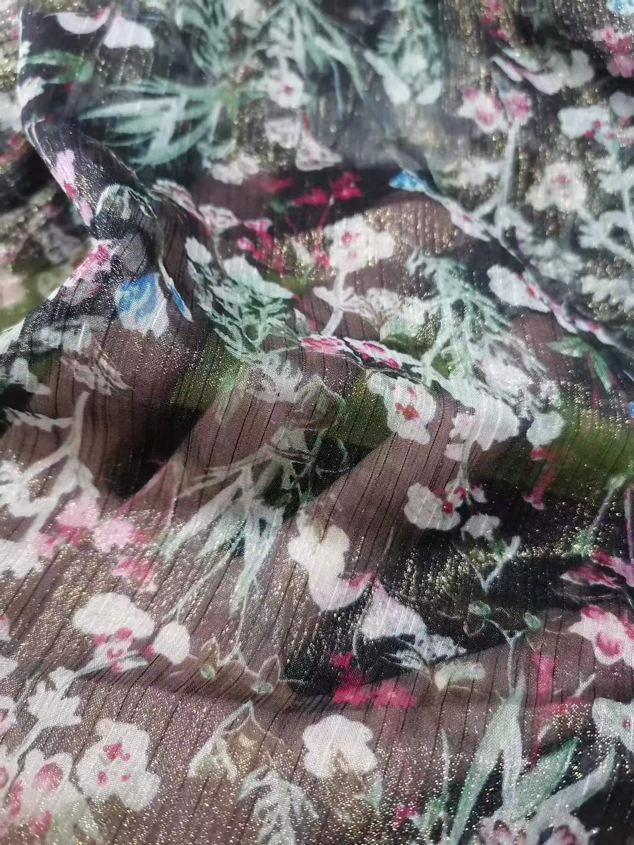 30d Polyester chiffon crepe foil printed fabric 2