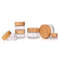 custom 10g 20g 30g 50g Bamboo Body Butter face cream frosted bamboo cosmetic Glass Jars With Lid1