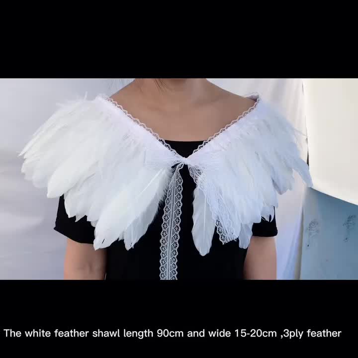 Wedding Bridal Ladies Shoulder Badge Fashion Shirt White Feather Shawl Shrug Collar1