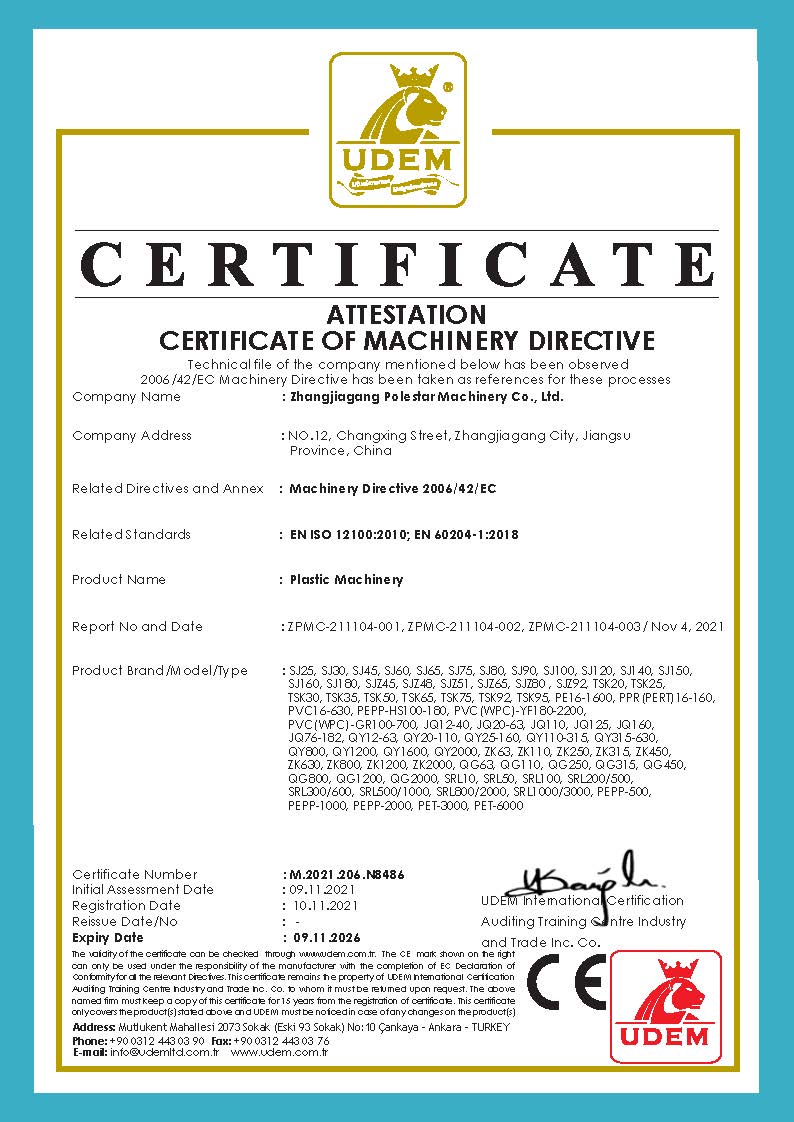 ATTESTATIONCERTIFICATE OF MACHINERY DIRECTIVE