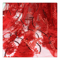 Tecido de renda de flor 3d bordada tecido de penas de penas de tecido de renda vermelha
