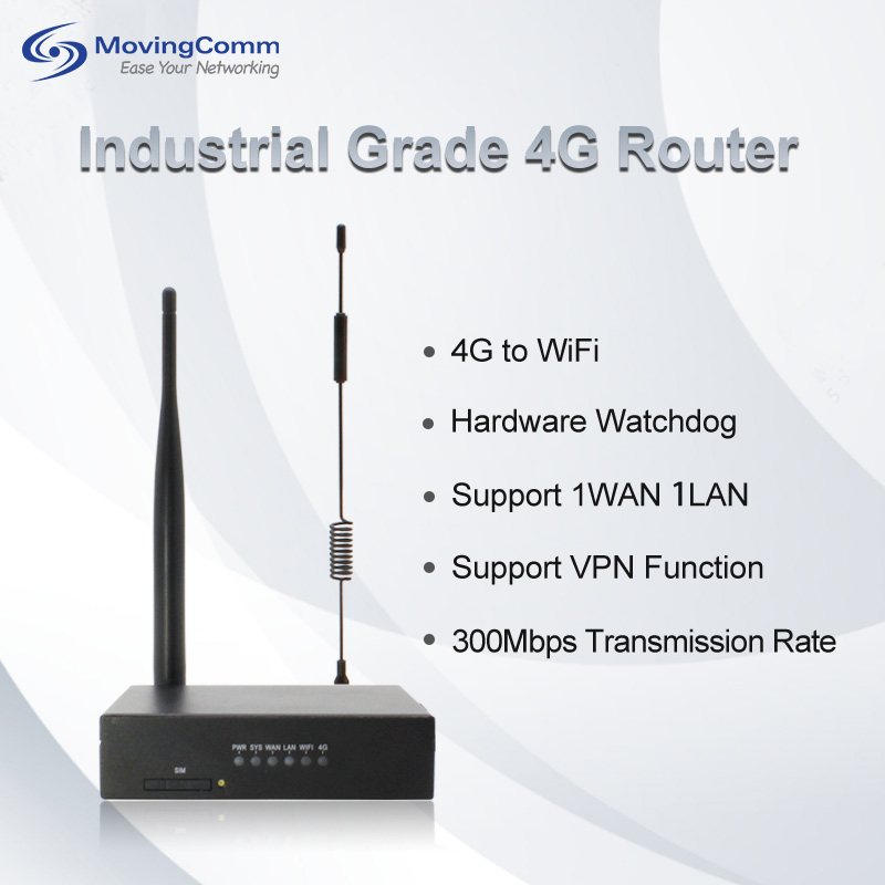 Grade Industrial OpenWrt 4G LTE sem fio roteador com modem Cat4 4G LTE com WiFi de 2,4 GHz e 1 WAN 1 LAN1